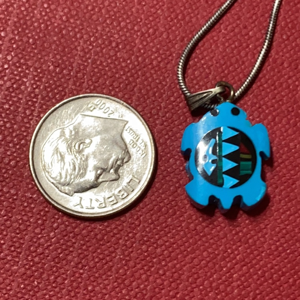 Native Americanturtle Silver Necklace - image 6